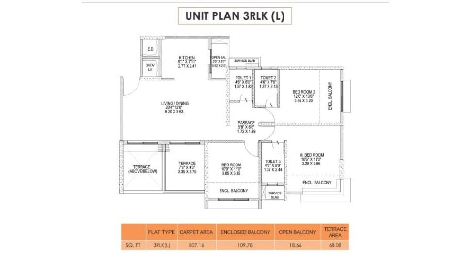 Park-Astra-Floor-Plan-3 BHK-1003 Sqft